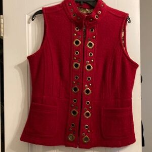 Red Women's Vest with Gold Accents